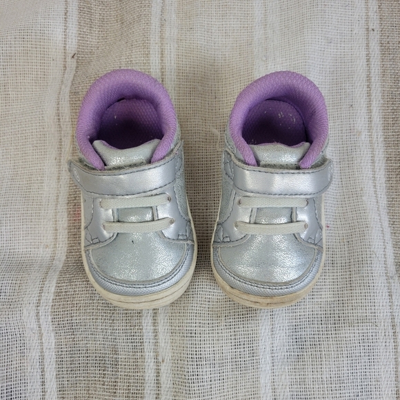Stride Rite Velcro Slip On Aubrey‎ Sneakers Gray Purple Size Baby Toddler 3 - Picture 2 of 9